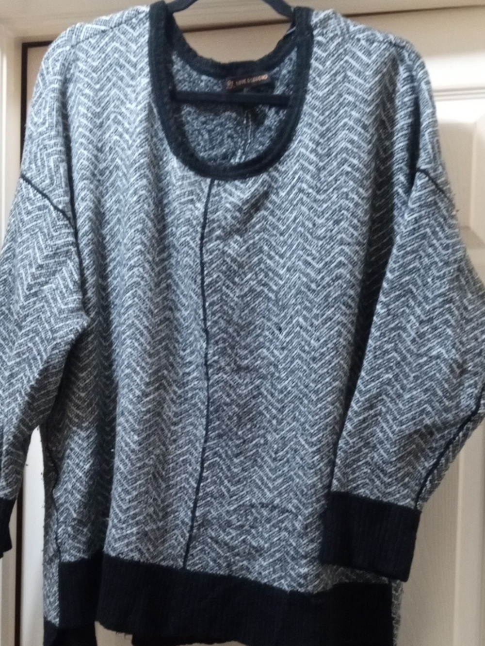 Love & Legend Black and Gray Chevron Crewneck Sweater